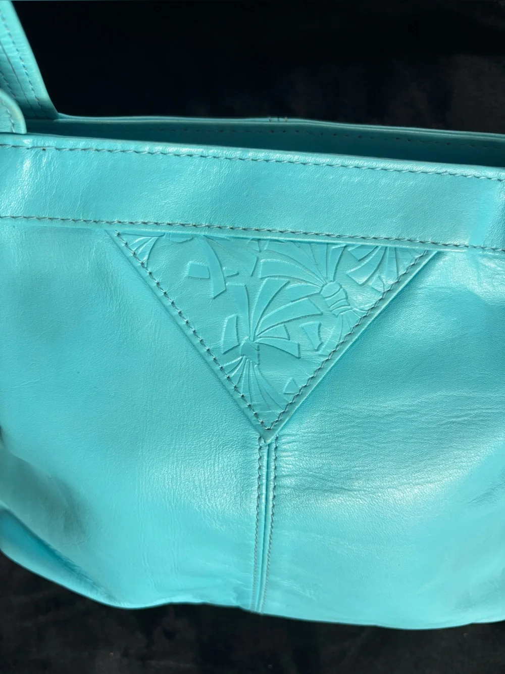 Vintage Toni Genuine Leather Turquoise Shoulder Tote Bag Y2K Aqua